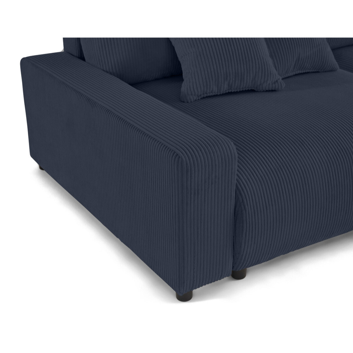 Pivoine - canapé d'angle 4 places réversible convertible avec 2 coffres en velours côtelé - Bleu nuit
