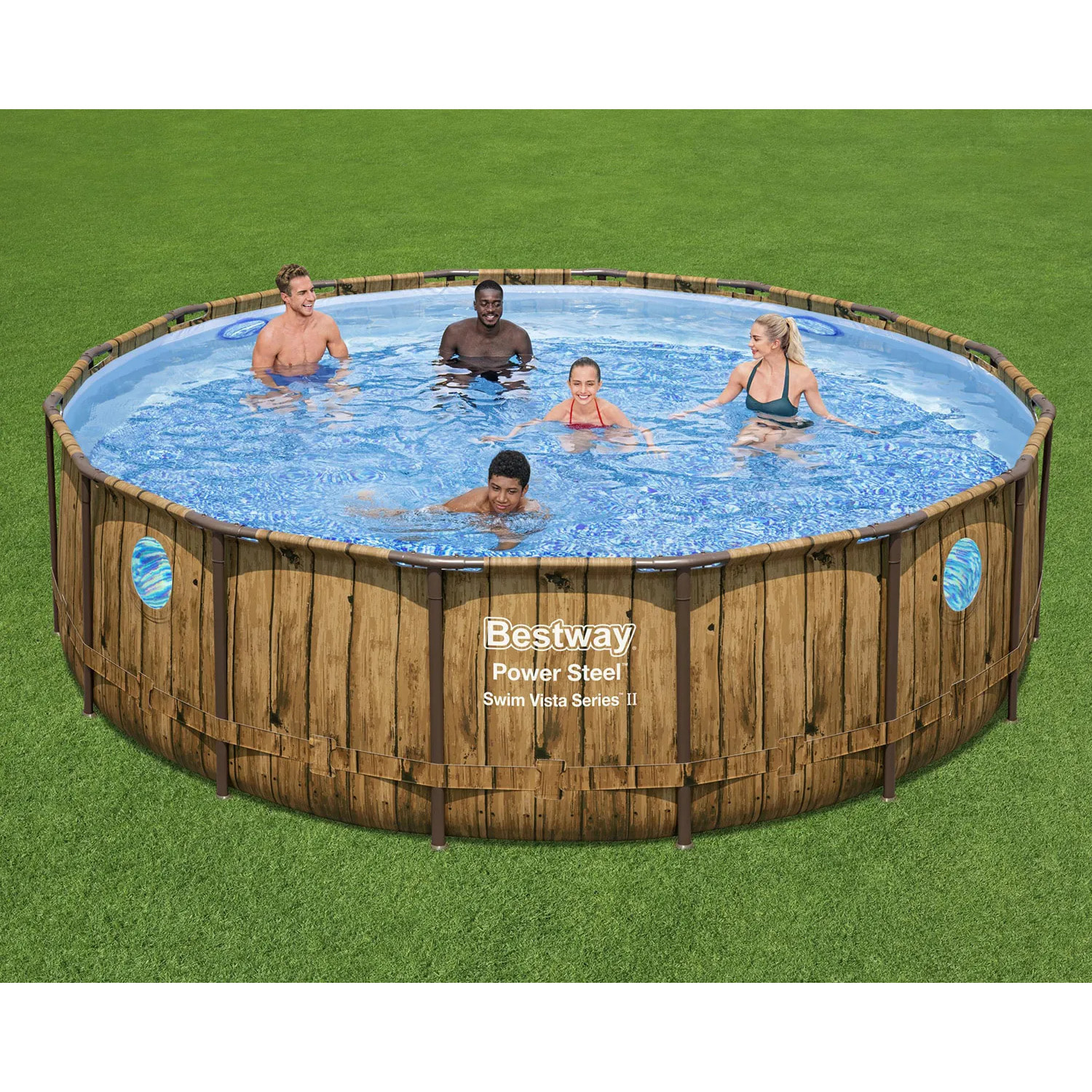 Piscine tubulaire ronde Ø 4,88 x 1,22 m aspect bois POWER STEEL SWIM VISTA de Bestway