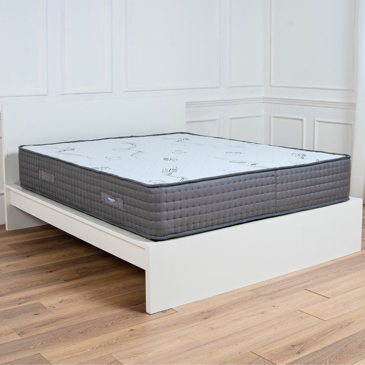 Materasso Ginflex Singolo 80x195 Memory Foam 2 Strati Fisso Altezza 25cm Tessuto Ginflex Con Fascia Grigia Perimetrale Capitonè (Antiacaro - Anallergico - Antibatterico - Ergonomico)