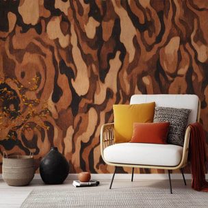 Papier peint Bois Précieux Terracotta Intissé