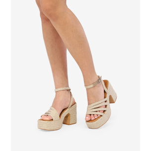 Sandalias de esparto con tacón y plataforma