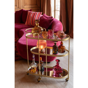 J-Line carafe jante dorée relief - verre - bordeaux/rose clair - assortiment de 2