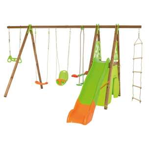 Balançoire en bois poutre métal 2,30 m Techwood LEGATO - 8 enfants