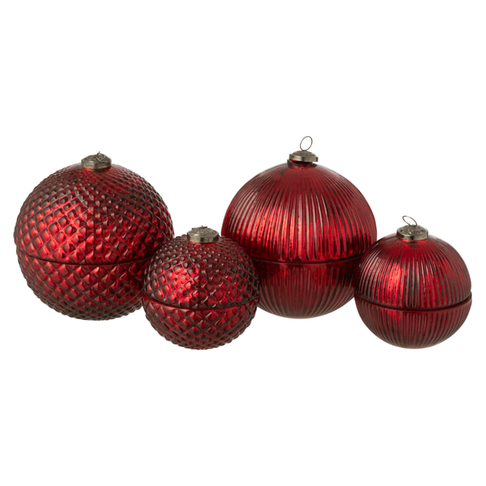 J-Line bougie parfumée Boule De Noël - verre - bordeaux - large - 2 pcs