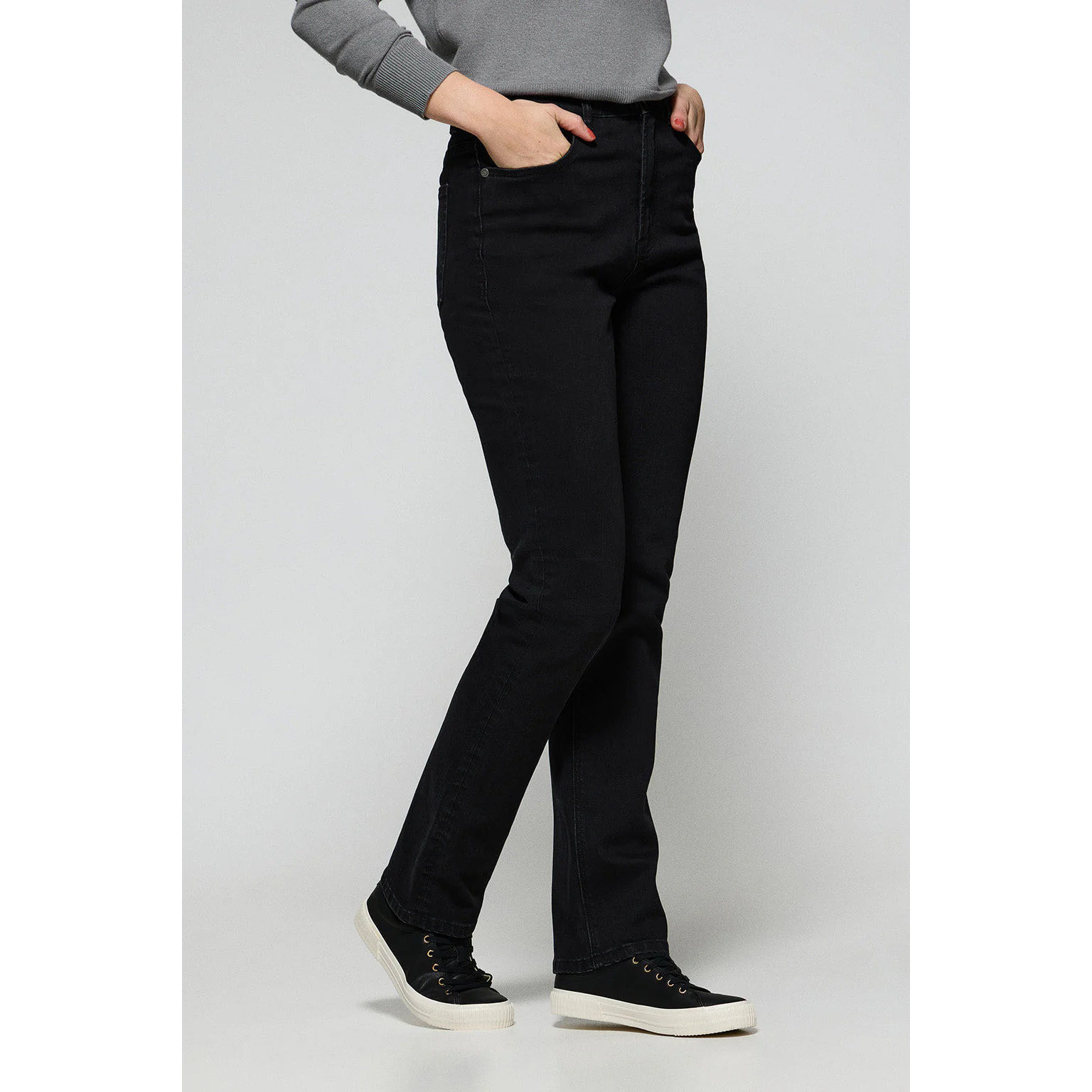 Pantalón denim negro Tanya con detalles Polo Club