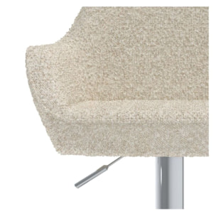 Lot de 2 chaises de bar effet laine bouclette blanc cassé 63/83 cm - Adam