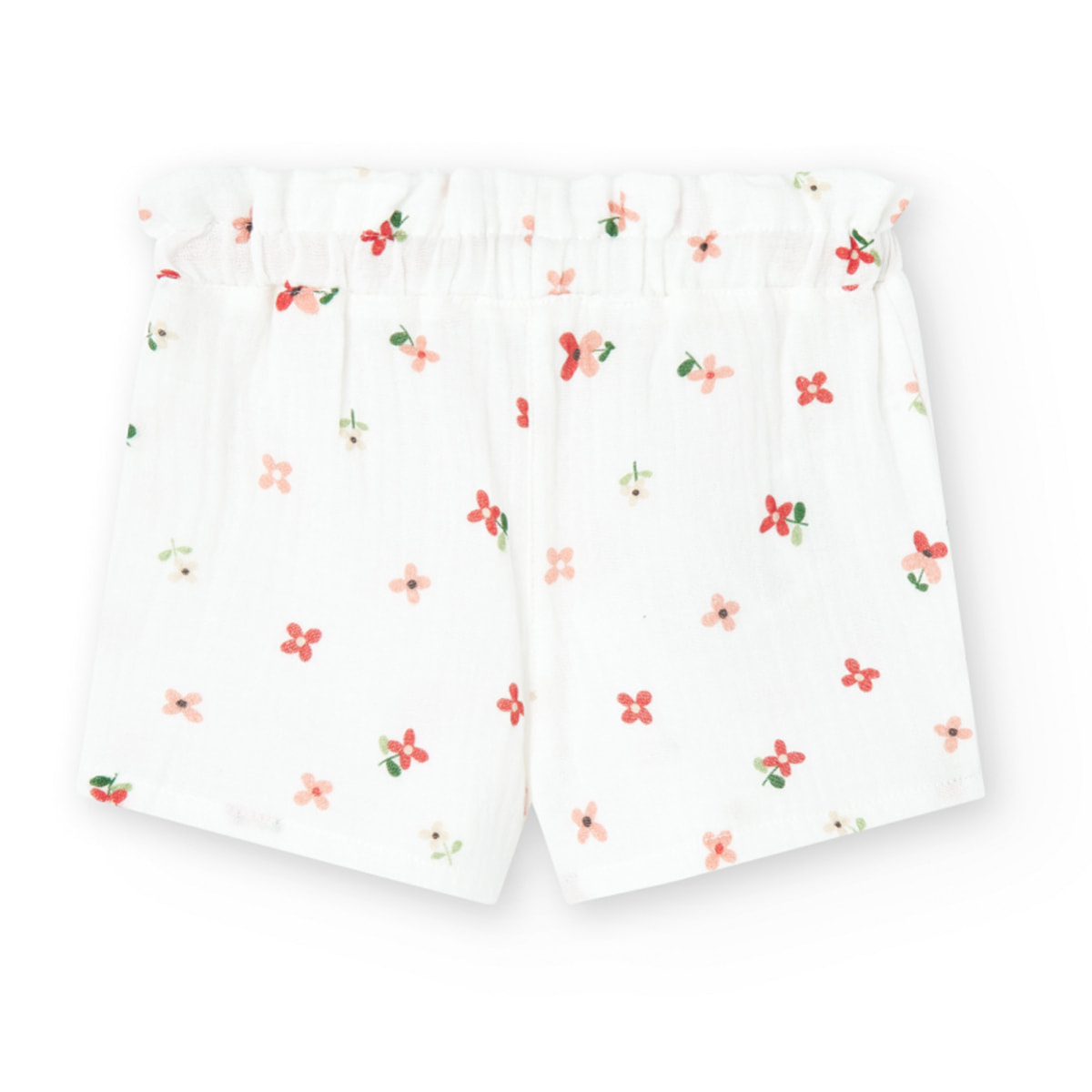 Bermudas para niÃ±a estampada con flores de color rosa