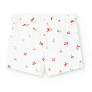 Bermudas para niÃ±a estampada con flores de color rosa