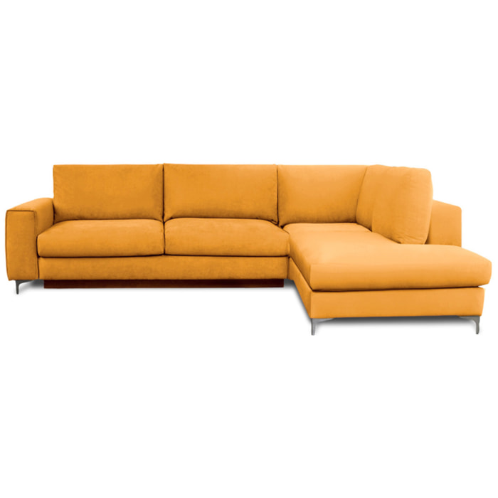 Canapé d'Angle Droit Velours Fiesole, 3 Places, Couchage Intégré, Coffre de Rangement, Housse Déhoussable