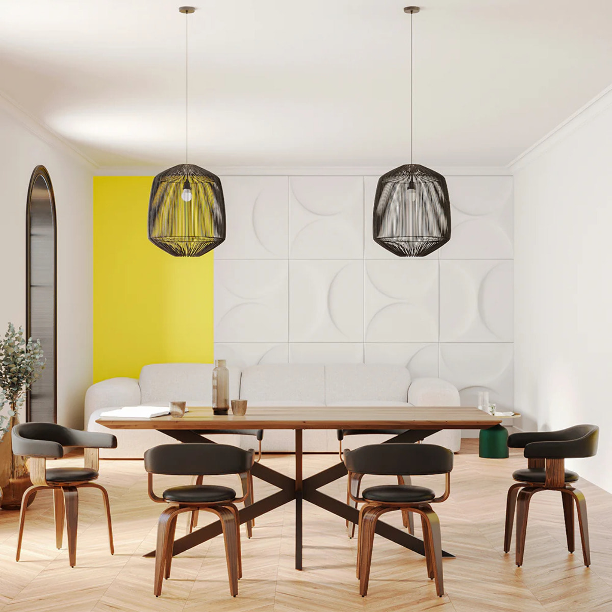 Chaise avec accoudoirs en cuir synthétique noir - Harold