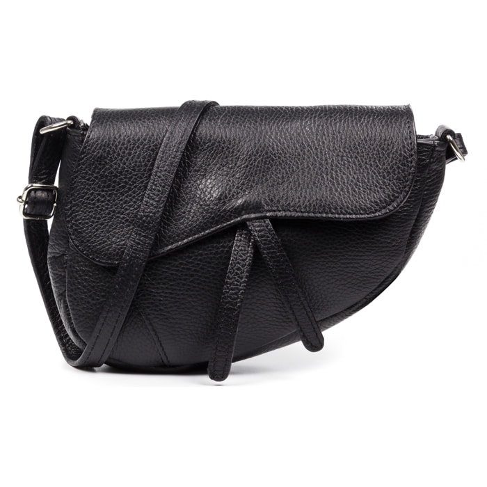 FIRENZE ARTEGIANI Borsa a Spalla da Donna Susanna. Vera Pelle Dollaro Made in Italy 22x7x17 Cm. Colore nero