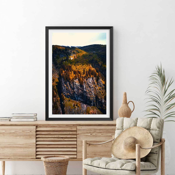 Affiche nature failles et ravins sauvages Affiche + cadre en bois - Noir