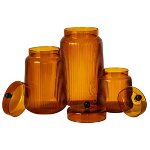 J-Line 3 pots à  provision - verre - orange/jaune chaud