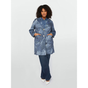 Fiorella Rubino - Cappotto leggero stampato effetto denim - Blu