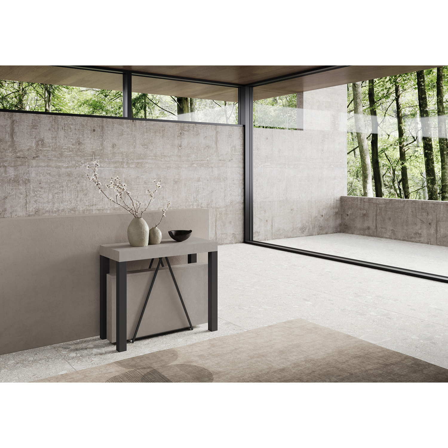 Consolle allungabile 90x40/196 cm Tiris Small cashmere telaio antracite