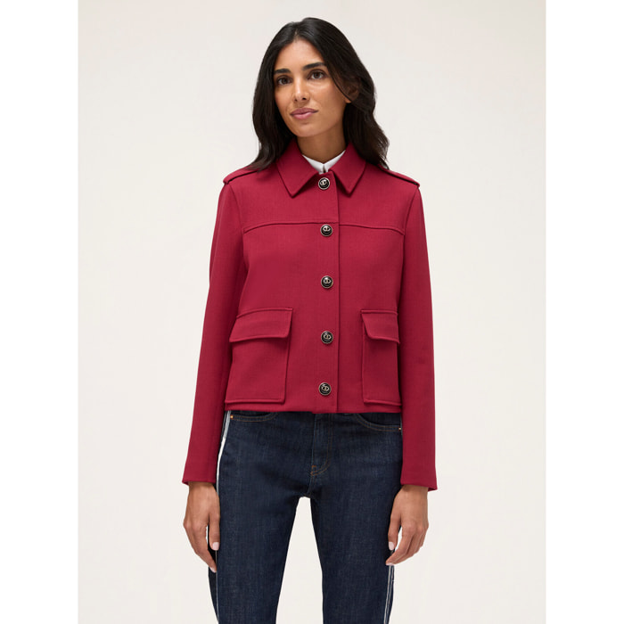 Motivi - Chaqueta de abotonadura sencilla con insignia - Rojo