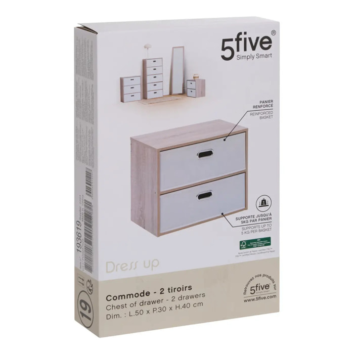 Commode Dress up 2 tiroirs beige