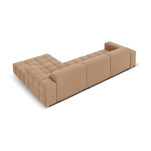 Canapé d'angle droit "Luc" 4 places en velours beige foncé