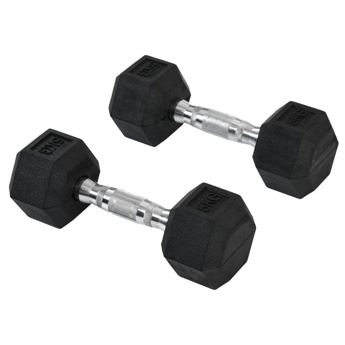 Juego de Mancuernas Hexagonales 2 x 5 kg Juego de Pesas con Barras de Conexión Kit de Entrenamiento de Fitness para Gimnasio en Casa