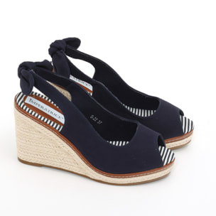 Sandali in tessuto con zeppa