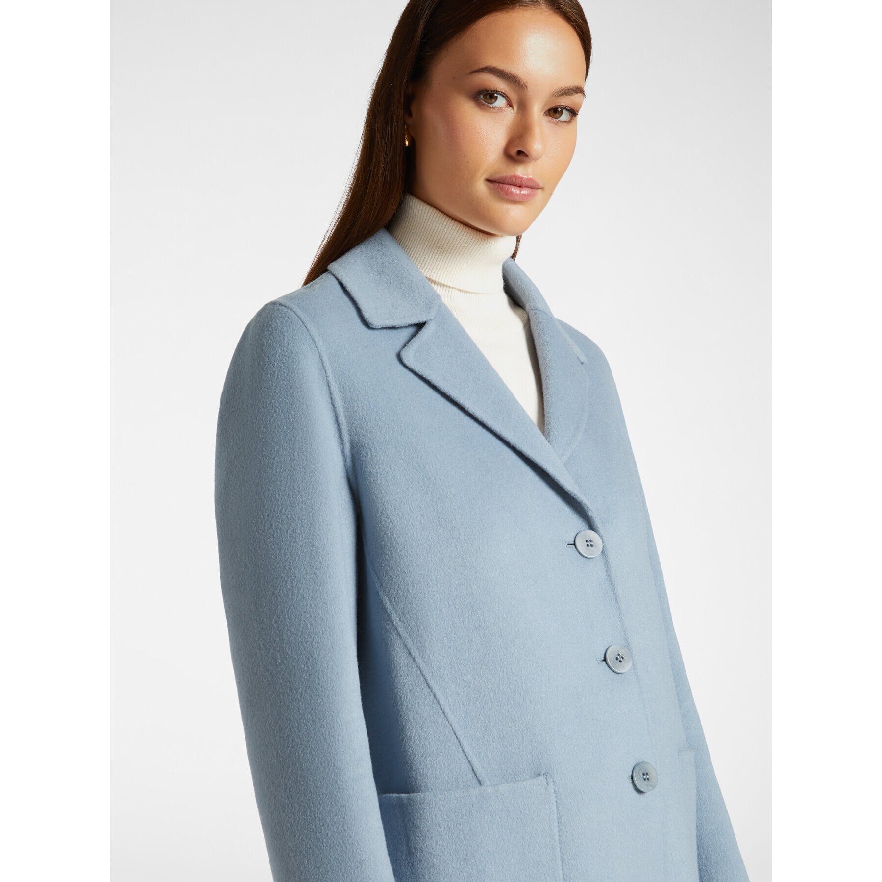 Elena Mirò - Cappotto sartoriale in tessuto double - Azzurro