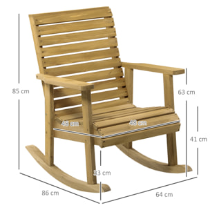 Fauteuil de jardin à bascule rocking chair style néo-rétro bois sapin autoclave