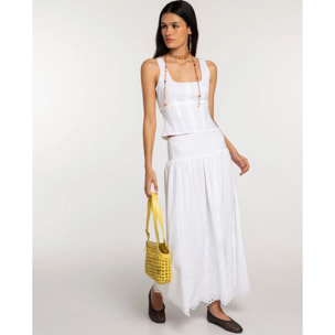 Top blanco de tirantes de algodón de mujer