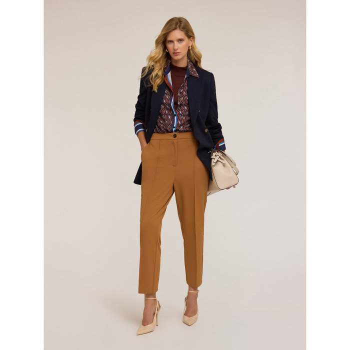 Motivi - Pantalones regulares de tejido crepé - Marrón