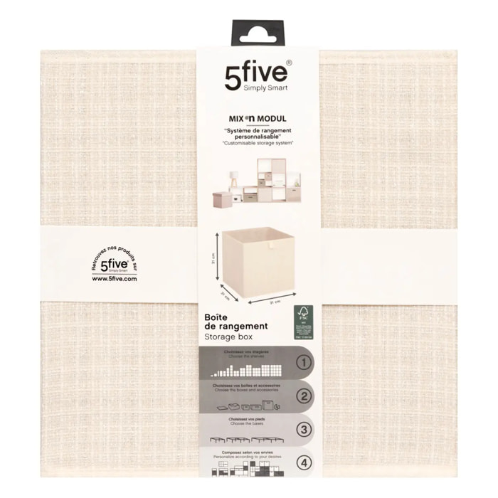 Boîte de rangement "Mix 'n' Modul" tweed beige 31x31cm
