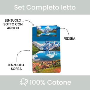 INTRECCI Set Lenzuola Una Piazza e Mezza in Cotone, Stampa Alta Qualità, Lenzuolo Sotto + Lenzuolo Sopra + 1 Federa, Comfort, per Pelli Sensibili, non Stringe in Lavatrice. Fantasia: Bernese