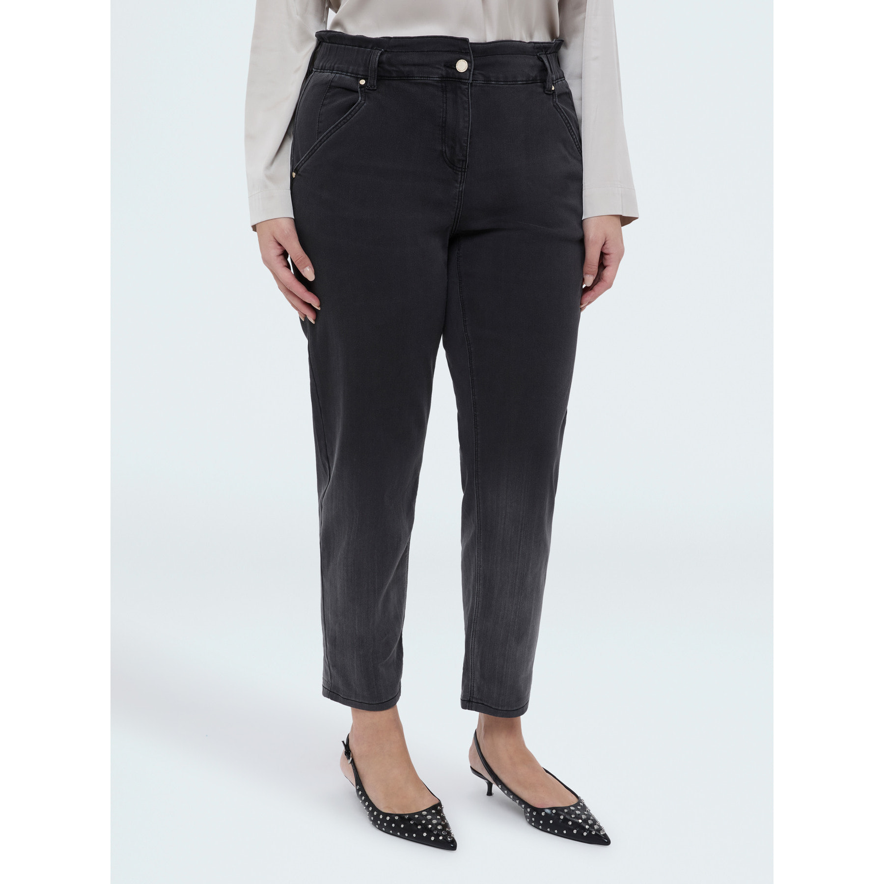 Fiorella Rubino - Jeans Balloon lavaggio black - Nero