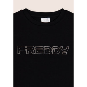 T-shirt bambina con logo FREDDY in strass