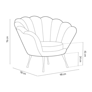Fauteuil "Kingston" en velours rouge