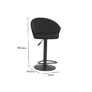 Tabouret de bar design réglable et pivotant en velours noir IZAAC