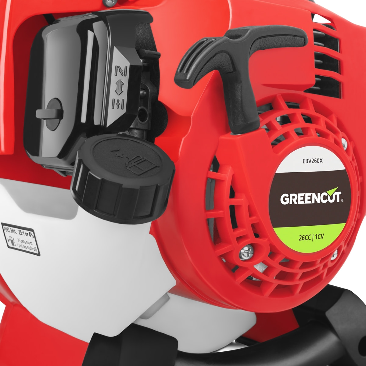 Soplador-aspirador de hojas motor de gasolina 26cc y velocidad del aire 225km/h - GREENCUT EBV260X