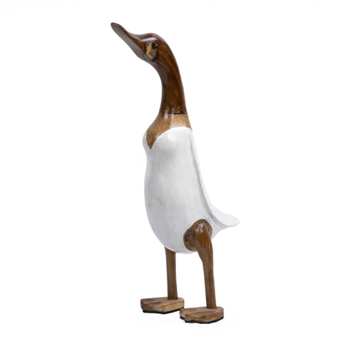 Statue H. 40 cm canard maillot blanc en bois de teck - DUCK