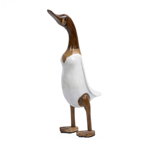 Statue H. 40 cm canard maillot blanc en bois de teck - DUCK