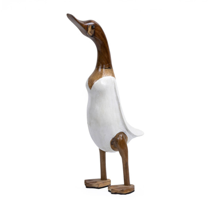 Statue H. 40 cm canard maillot blanc en bois de teck - DUCK