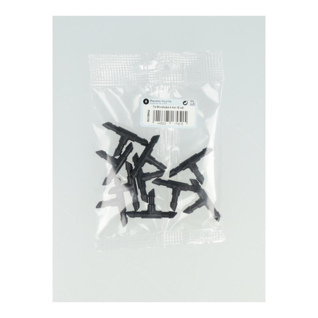 PLANETA HUERTO | Té Microtubo 4 mm 10 unidades – Conector de Alta Calidad para Sistemas de Riego Preciso