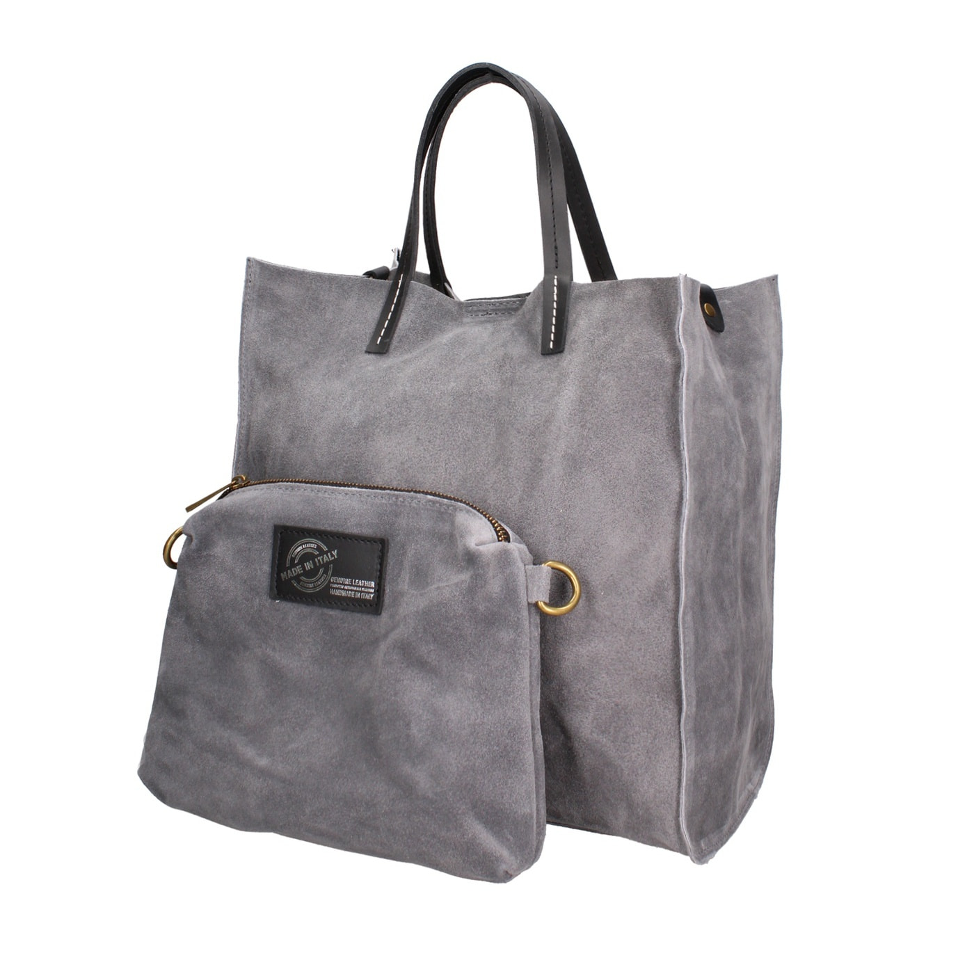 Borsa a mano da donna Made in Italy - Modello Novara Lux - Pelle Scamosciata - 34.5 x 32.0 x 17.0 cm