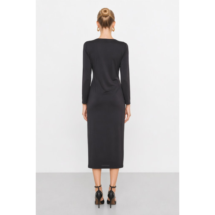 Kocca - Abito midi a maniche lunghe con drappeggio in vita Donna