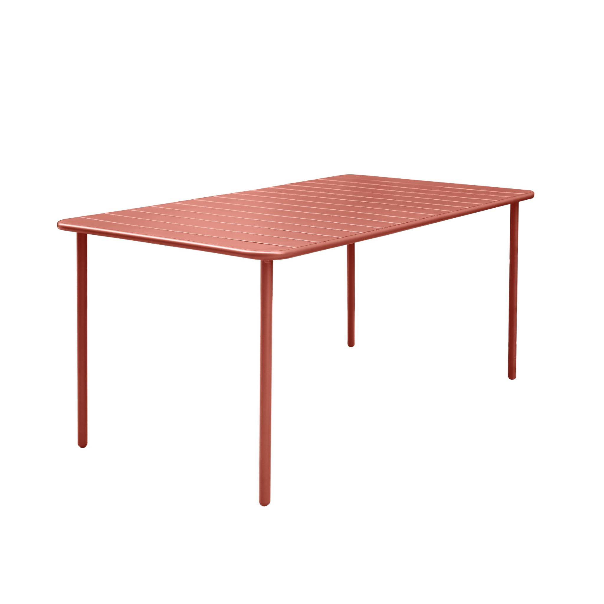 Table de jardin métal + 6 assises terracotta. acier traitement anti rouille