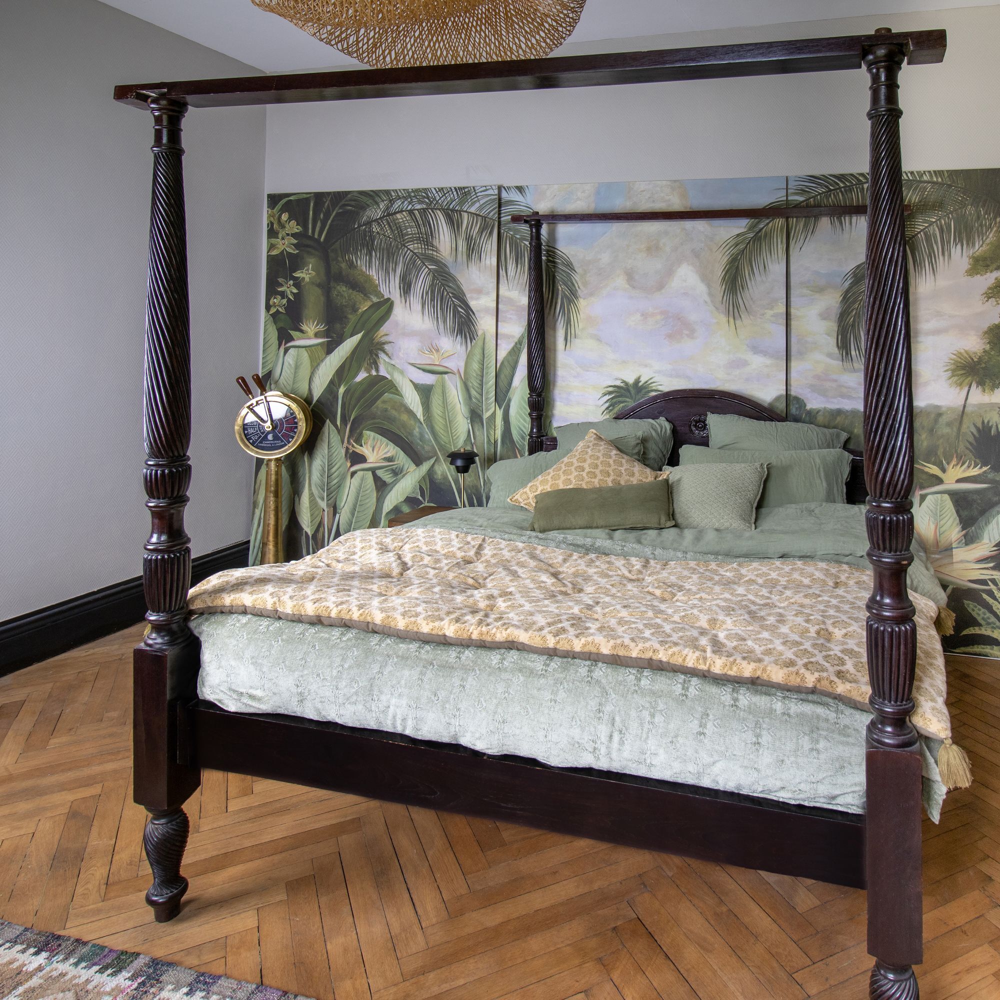 Coussin en coton gaufré vert 45cm GALI