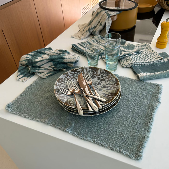 Lot de 4 sets de table avec franges céladon ANOKI