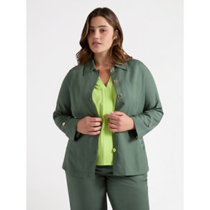 Fiorella Rubino - Camicia over con ricamo - Verde militare