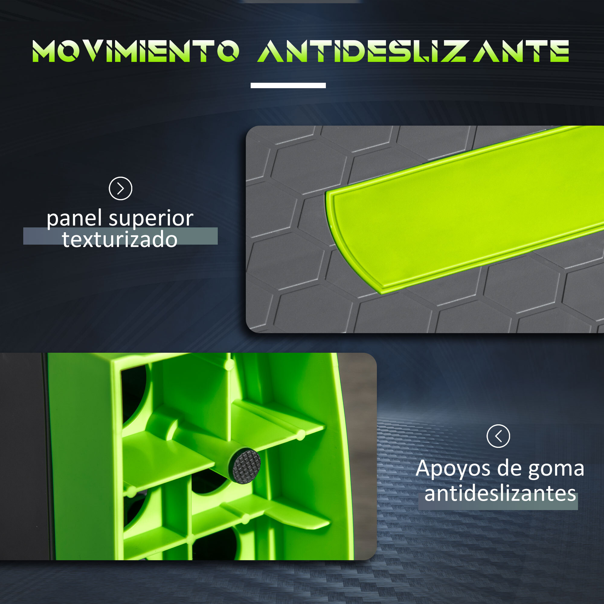 Step de Aeróbic con Altura Ajustable de 10/15/20 cm en Casa 78x28x20 cm Verde