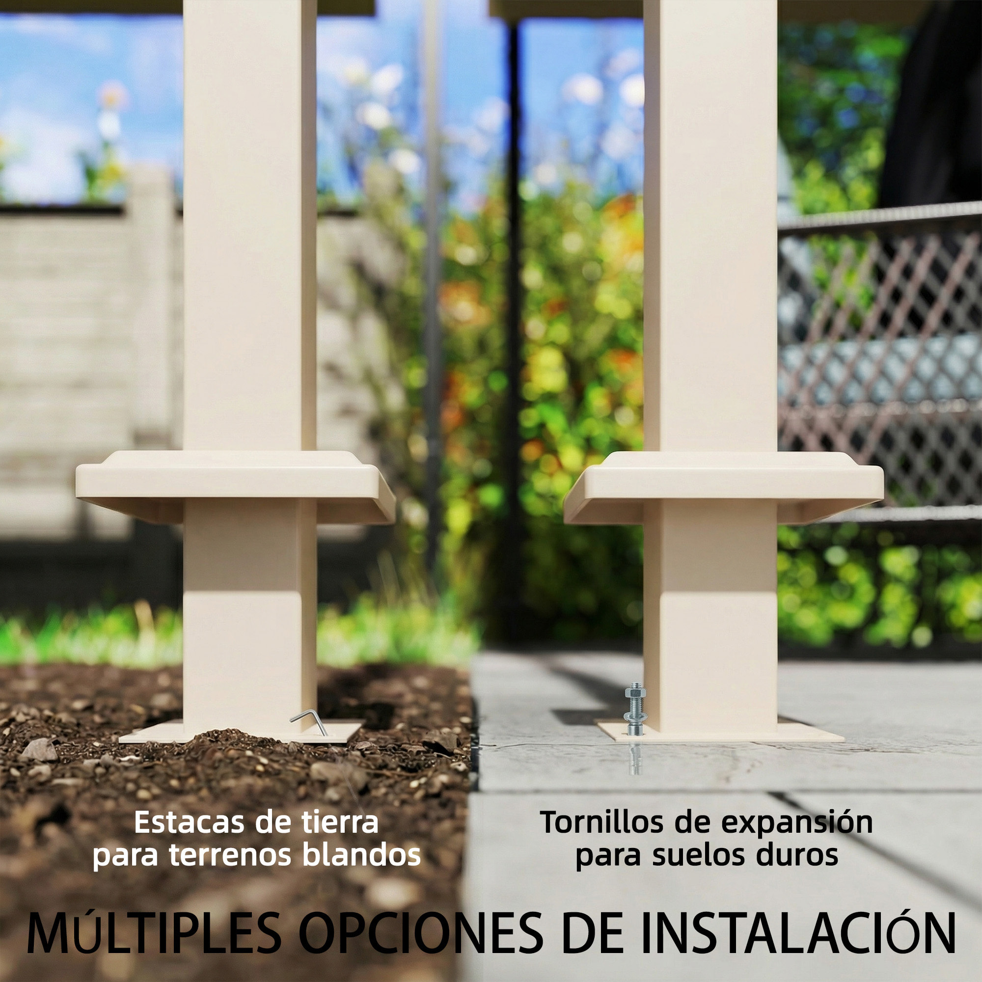 Pérgola de Pared de Jardín 3x3 m, Cenador de Jardín con Techo Retráctil, Protección UPF30+, Orificios de Drenaje y Estructura de Acero, Pabellón para Patio, Terraza, Exterior, Beige