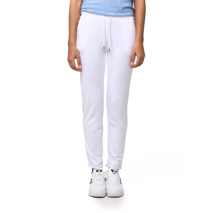 Pantaloni donna Leone 1947 Apparel in felpa con risvolti in pizzo. Sportivi femminili.