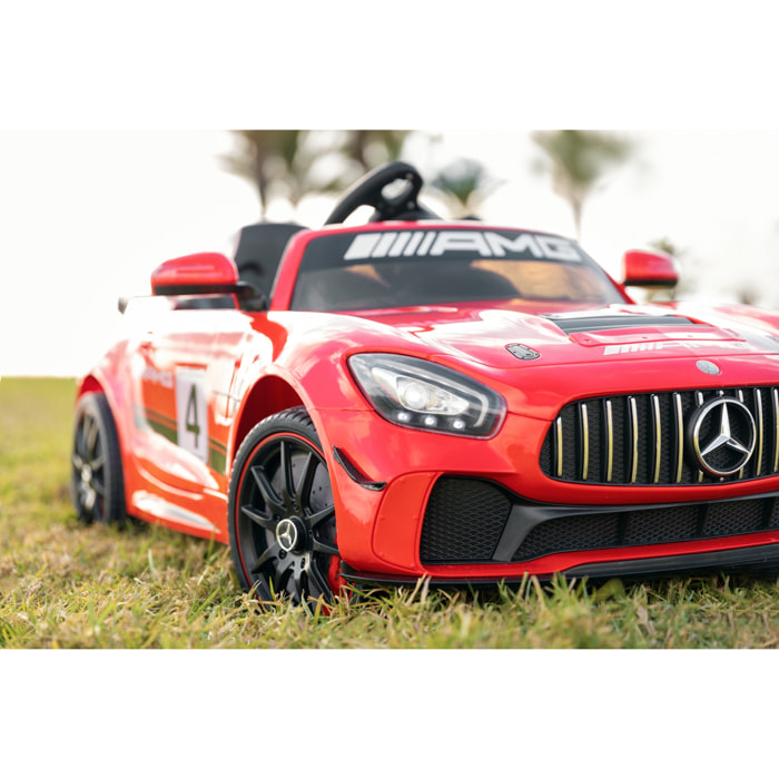 PLAYKIN Coche eléctrico niños MERCEDES-BENZ GT4 RED batería 12V con mando control +3 años