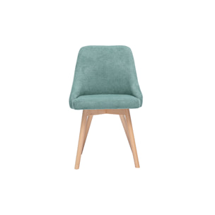 Chaises scandinaves en tissu chenille vert céladon et bois clair (lot de 2) HASTA